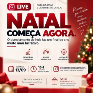 🎄 Eu tenho um indicador infalível de que o Natal está batendo à porta: panetone no mercado! 😂
E este ano, em agosto, eu já encontrei panetone na hortifruti. Quem viu meus stories sabe!
Brincadeiras à parte, para quem vive o varejo, o recado é sério: o Natal já começou.
O que você planeja agora vai fazer diferença quando novembro e dezembro chegarem. Porque nessa hora não é mais tempo de se preparar.
É tempo de VENDER!
Neste domingo, eu e Natália Blanco @natalia.blancodestefani vamos conversar sobre como se preparar agora para um *Natal com mais vendas e mais resultado.*
📅 Domingo, 13/09 | ⏰ 16h
📍 Aqui no meu Instagram
*O panetone já avisou. 😂 E a sua loja, está preparada? 🎄*