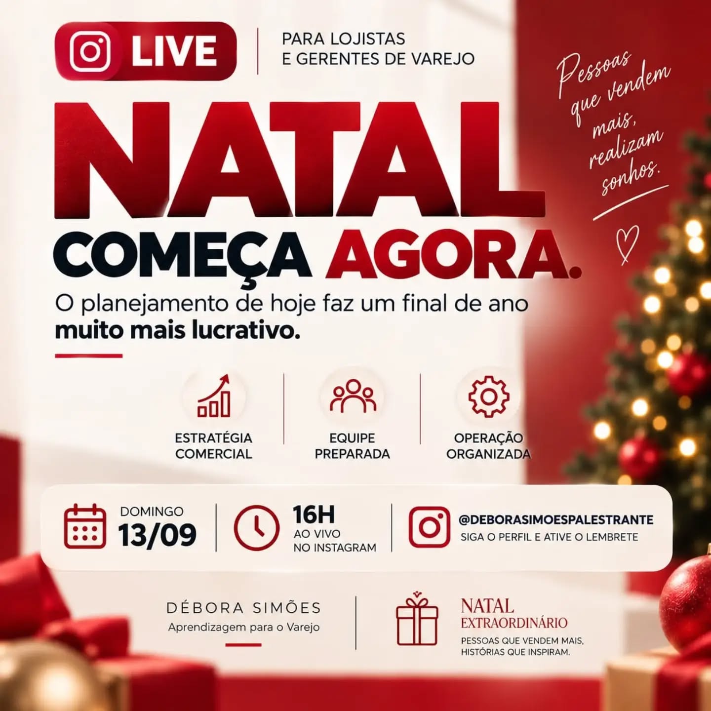 🎄 Eu tenho um indicador infalível de que o Natal está batendo à porta: panetone no mercado! 😂
E este ano, em agosto, eu já encontrei panetone na hortifruti. Quem viu meus stories sabe!
Brincadeiras à parte, para quem vive o varejo, o recado é sério: o Natal já começou.
O que você planeja agora vai fazer diferença quando novembro e dezembro chegarem. Porque nessa hora não é mais tempo de se preparar.
É tempo de VENDER!
Neste domingo, eu e Natália Blanco @natalia.blancodestefani vamos conversar sobre como se preparar agora para um *Natal com mais vendas e mais resultado.*
📅 Domingo, 13/09 | ⏰ 16h
📍 Aqui no meu Instagram
*O panetone já avisou. 😂 E a sua loja, está preparada? 🎄*